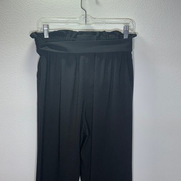 Grace Karin Black High Waist Paperbag Pants Belted NWT Women’s M Work Office - Picture 2 of 7